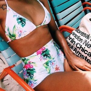 NWT Flamingo nylon high waisted bikini bottom